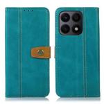 For Honor X8a 4G Stitching Thread Calf Texture Leather Phone Case(Light Green)