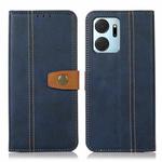 For Honor X7a 4G Stitching Thread Calf Texture Leather Phone Case(Blue)