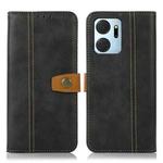 For Honor X7a 4G Stitching Thread Calf Texture Leather Phone Case(Black)