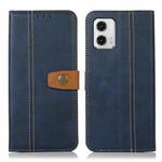 For Motorola Moto G73 5G Stitching Thread Calf Texture Leather Phone Case(Blue)