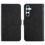 For Samsung Galaxy A24 4G HT03 Skin Feel Butterfly Embossed Flip Leather Phone Case(Black)