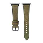Crazy Horse Genuine Leather Watch Band For Apple Watch Series 8&7 41mm / SE 2&6&SE&5&4 40mm / 3&2&1 38mm(Olive Green)