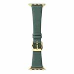 Silk Leather Watch Band For Apple Watch Series 8&7 41mm / SE 2&6&SE&5&4 40mm / 3&2&1 38mm(Pine Green)