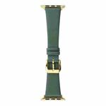 Silk Leather Watch Band For Apple Watch Ultra 49mm / Series 8&7 45mm / SE 2&6&SE&5&4 44mm / 3&2&1 42mm(Pine Green)