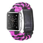 Paracord Plain Weave Hook And Loop Fastener Nylon Watch Band For Apple Watch Series 8&7 41mm / SE 2&6&SE&5&4 40mm / 3&2&1 38mm(Pink)