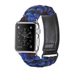 Paracord Plain Weave Hook And Loop Fastener Nylon Watch Band For Apple Watch Series 8&7 41mm / SE 2&6&SE&5&4 40mm / 3&2&1 38mm(Blue)