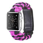 Paracord Plain Weave Hook And Loop Fastener Nylon Watch Band For Apple Watch Ultra 49mm / Series 8&7 45mm / SE 2&6&SE&5&4 44mm / 3&2&1 42mm(Pink)
