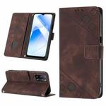 Skin-feel Embossed Leather Phone Case For OPPO A55 5G / A54 4G / A16 4G / A16s / A55 4G / A54s / A56 5G / Realme V11 5G (Brown)