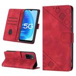 For OPPO A55s 5G Skin-feel Embossed Leather Phone Case(Red)