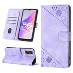 For OPPO A57 5G 2022 / 4G Skin-feel Embossed Leather Phone Case(Light Purple)