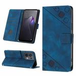 For OPPO Reno8 5G Skin-feel Embossed Leather Phone Case(Blue)