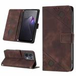 For OPPO Reno8 5G Skin-feel Embossed Leather Phone Case(Brown)