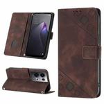 For OPPO Reno8 Pro 5G Skin-feel Embossed Leather Phone Case(Brown)