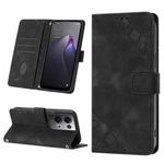 For OPPO Reno8 Pro 5G Skin-feel Embossed Leather Phone Case(Black)