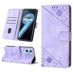 For Realme 9i / OPPO A36 / A76 Skin-feel Embossed Leather Phone Case(Light Purple)