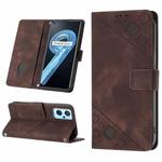For Realme 9i / OPPO A36 / A76 Skin-feel Embossed Leather Phone Case(Brown)