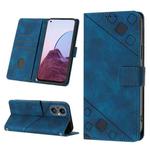 Skin-feel Embossed Leather Phone Case For OnePlus Nord N20 5G / OPPO Reno7 Z 5G / F21 Pro 5G Indian / Reno7 Lite 5G / Reno8 Lite 5G (Blue)