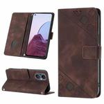 Skin-feel Embossed Leather Phone Case For OnePlus Nord N20 5G / OPPO Reno7 Z 5G / F21 Pro 5G Indian / Reno7 Lite 5G / Reno8 Lite 5G (Brown)