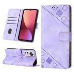 For Xiaomi 12 Skin-feel Embossed Leather Phone Case(Light Purple)