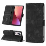 For Xiaomi 12 Skin-feel Embossed Leather Phone Case(Black)