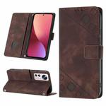 For Xiaomi 12 Pro Skin-feel Embossed Leather Phone Case(Brown)