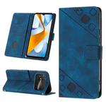 For Xiaomi Poco C40 Skin-feel Embossed Leather Phone Case(Blue)