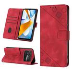For Xiaomi Poco C40 Skin-feel Embossed Leather Phone Case(Red)