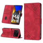 For Xiaomi Poco M4 Pro 4G Skin-feel Embossed Leather Phone Case(Red)