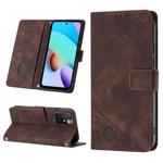 For Xiaomi Redmi 10 2022 / Note 11 4G Skin-feel Embossed Leather Phone Case(Brown)