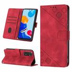 For Xiaomi Redmi Note 11s / 11 4G Skin-feel Embossed Leather Phone Case(Red)
