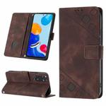 For Xiaomi Redmi Note 11s / 11 4G Skin-feel Embossed Leather Phone Case(Brown)