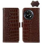 For OnePlus Ace 2 5G Crocodile Top Layer Cowhide Leather Phone Case(Brown)