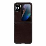 For OPPO Find N2 Flip Genuine Leather Double Color Crazy Horse Phone Case(Coffee)