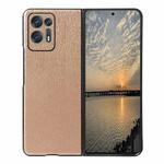 For OPPO Find N2 Wood Texture PU Phone Case(Gold)