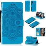 For Galaxy A11 Mandala Embossing Pattern Horizontal Flip PU Leather Case with Holder & Card Slots & Walle & Lanyard(Blue)