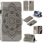 For Galaxy A41 Mandala Embossing Pattern Horizontal Flip PU Leather Case with Holder & Card Slots & Walle & Lanyard(Grey)