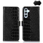 For Samsung Galaxy A24 4G Crocodile Top Layer Cowhide Leather Phone Case(Black)