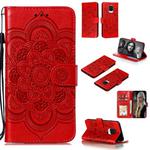 For Xiaomi Redmi Note 9 Pro Max Mandala Embossing Pattern Horizontal Flip PU Leather Case with Holder & Card Slots & Walle & Lanyard(Red)