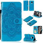 For Xiaomi Redmi Note 9 Pro Max Mandala Embossing Pattern Horizontal Flip PU Leather Case with Holder & Card Slots & Walle & Lanyard(Blue)