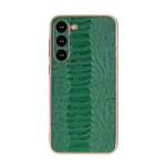 For Samsung Galaxy S23+ 5G Genuine Leather Weilai Series Nano Electroplating Phone Case(Green)