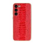 For Samsung Galaxy S23+ 5G Genuine Leather Weilai Series Nano Electroplating Phone Case(Red)