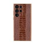 For Samsung Galaxy S23 Ultra 5G Genuine Leather Weilai Series Nano Electroplating Phone Case(Coffee)