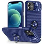 For iPhone 12 Sliding Camshield Armor Phone Case with Ring Holder(Blue)