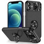 For iPhone 12 Sliding Camshield Armor Phone Case with Ring Holder(Black)