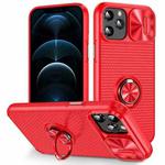 For iPhone 12 Pro Max Sliding Camshield Armor Phone Case with Ring Holder(Red)
