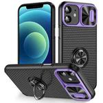 For iPhone 11 Sliding Camshield Armor Phone Case with Ring Holder(Purple Black)