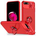 For iPhone 7 Plus / 8 Plus Sliding Camshield Armor Phone Case with Ring Holder(Red)