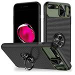 For iPhone 7 Plus / 8 Plus Sliding Camshield Armor Phone Case with Ring Holder(Army Green Black)