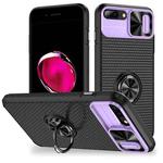 For iPhone 7 Plus / 8 Plus Sliding Camshield Armor Phone Case with Ring Holder(Purple Black)