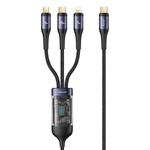 USAMS US-SJ600 U83 PD100W 3 in 1 Aluminum Alloy Transparent Digital Display Fast Charging Cable,Cable Length: 1.2m(Black)